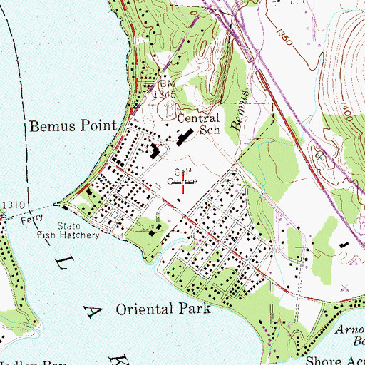 Topographic Map of Bemus Point Golf Club, NY