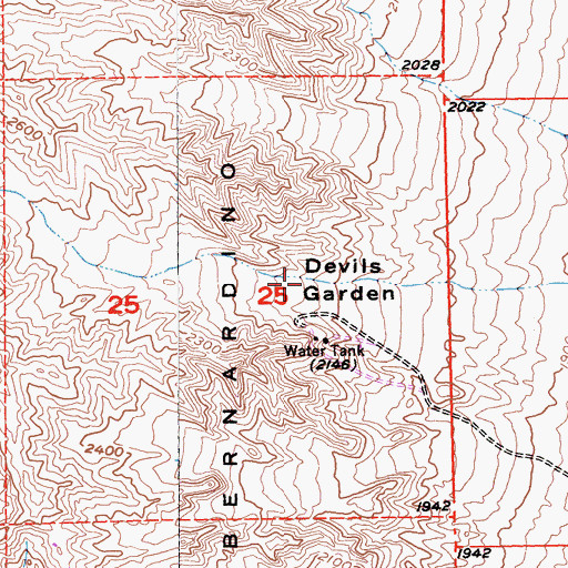 Topographic Map of Devils Garden, CA