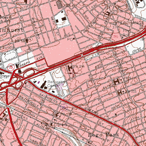 Topographic Map of Horace Harding Playground, NY