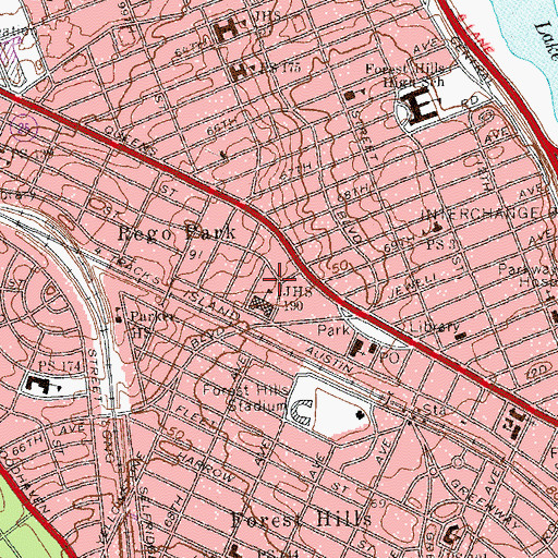 Topographic Map of Russell Sage Playground, NY