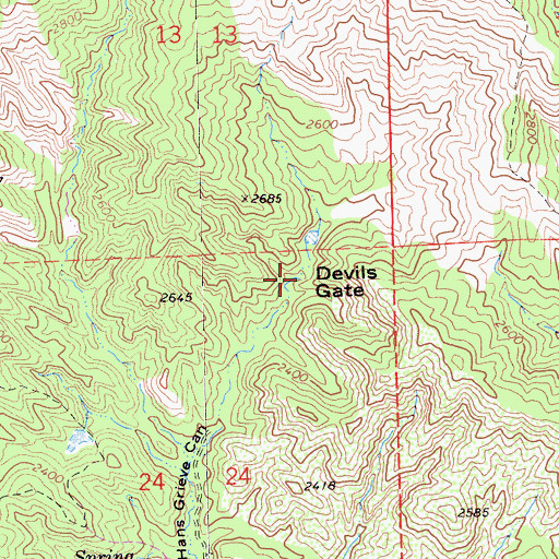 Topographic Map of Devils Gate, CA