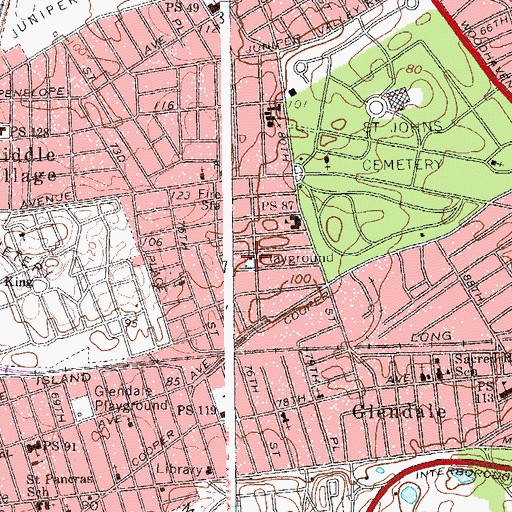 Topographic Map of Middle Village Playground, NY