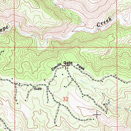 Topographic Map of Devils Gate Pass, CA
