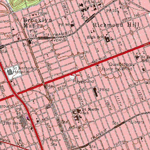 Topographic Map of Maurice A Fitzgerald Playground, NY