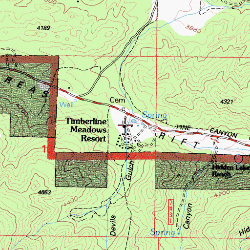 Topographic Map of Devils Gulch, CA
