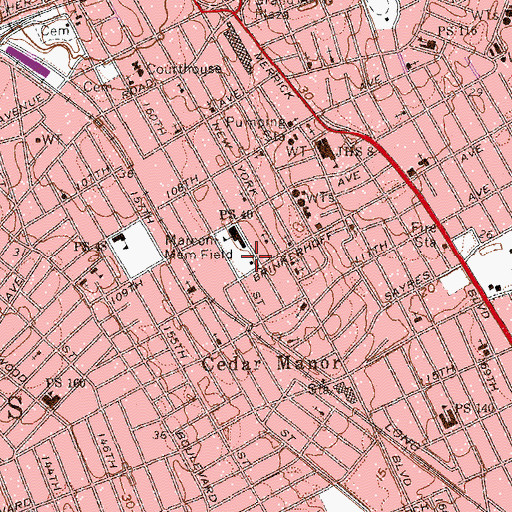 Topographic Map of Jamaica Playground, NY