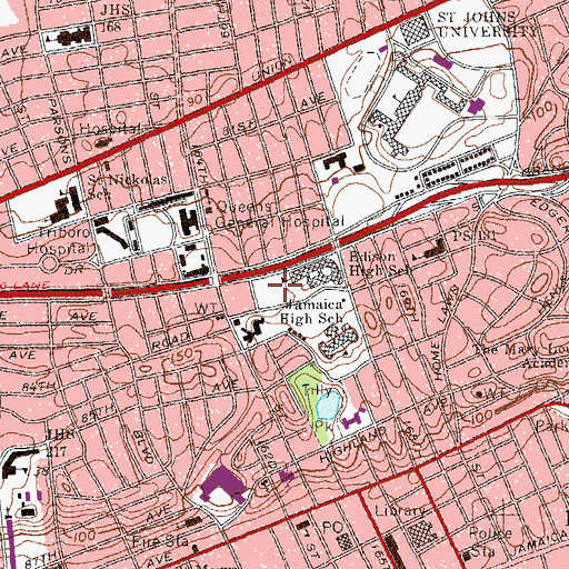 Topographic Map of Joseph Austin Playground, NY