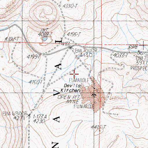 Topographic Map of Devils Kitchen, CA
