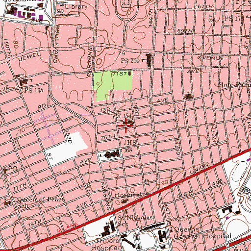 Topographic Map of Playground Seventy-Five, NY