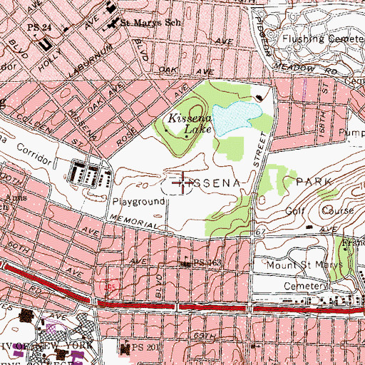 Topographic Map of Siegfried Stern Kissena Park Bicycle Track, NY