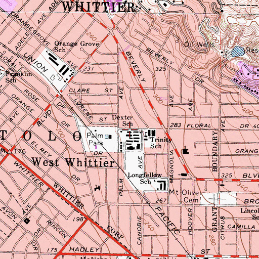 Topographic Map of Walter F Dexter Intermediate School, CA