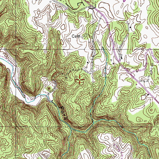 Topographic Map of Johnie Humpy Brown Cemetery, TN