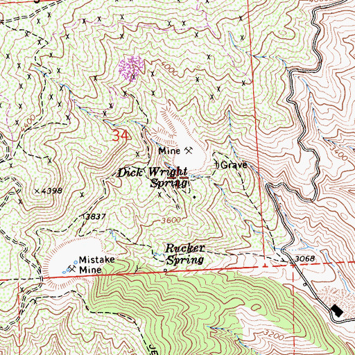 Topographic Map of Dick Wright Spring, CA