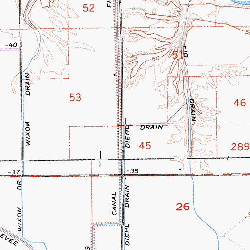 Topographic Map of Diehl Drain, CA