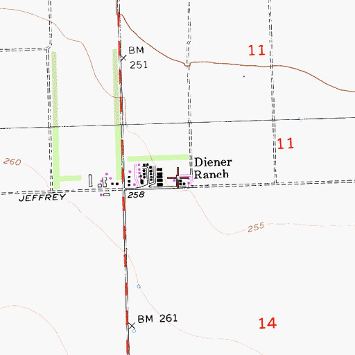 Topographic Map of Diener Ranch, CA