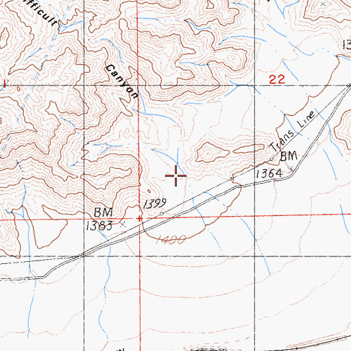 Topographic Map of Difficult Canyon, CA