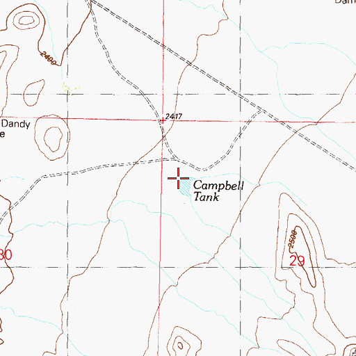 Topographic Map of Campbell Tank, AZ