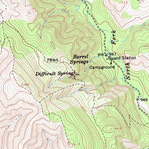 Topographic Map of Difficult Spring, CA