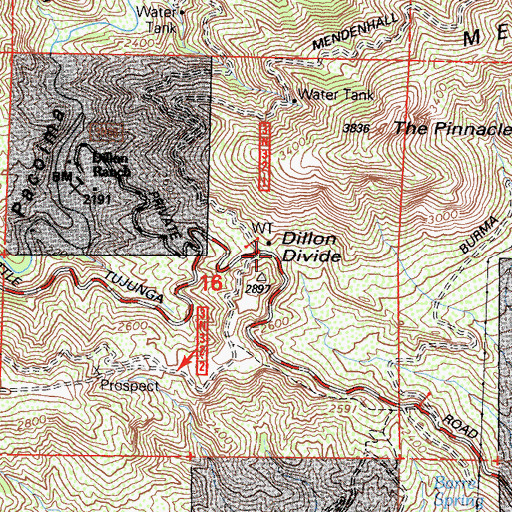 Topographic Map of Dillon Divide, CA
