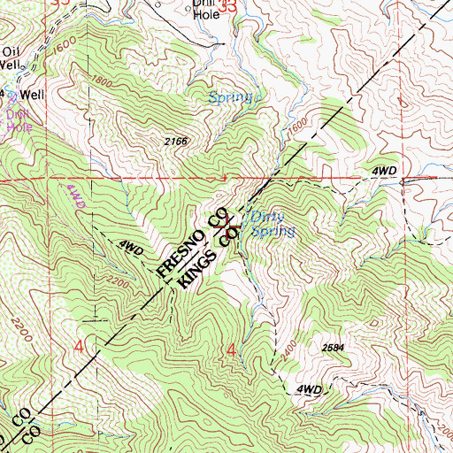 Topographic Map of Dirty Spring, CA