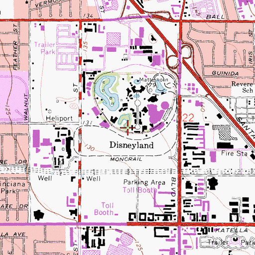 Topographic Map of Disneyland, CA