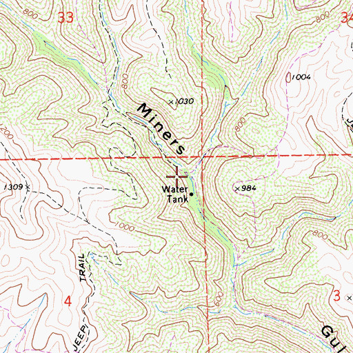 Topographic Map of Divide Canyon, CA