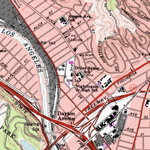 Topographic Map of Divine Savior School, CA
