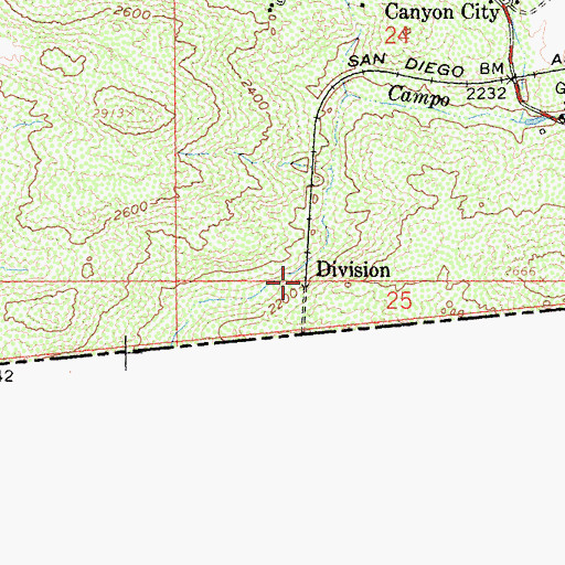 Topographic Map of Division, CA