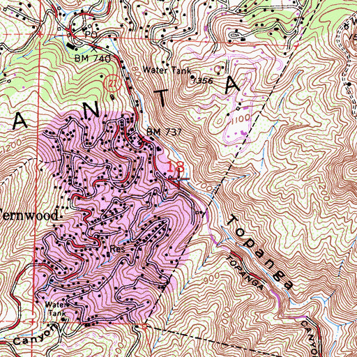 Topographic Map of Dix Canyon, CA