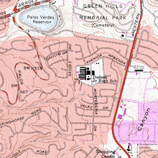 Topographic Map of Dodson Middle School, CA