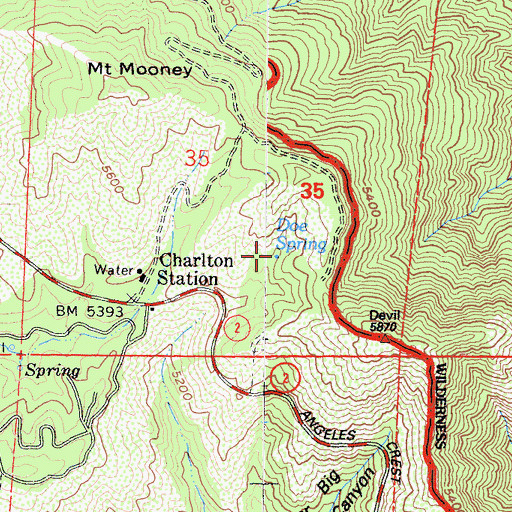 Topographic Map of Doe Spring, CA