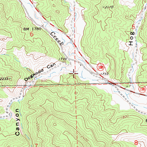Topographic Map of Dogwood Canyon, CA