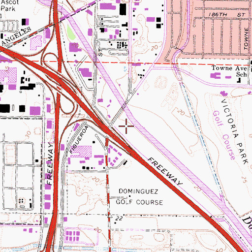 Topographic Map of Dominguez Channel, CA