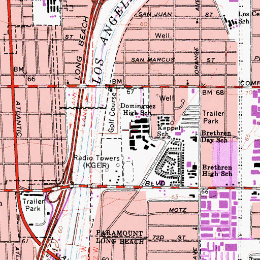 Topographic Map of Dominguez High School, CA