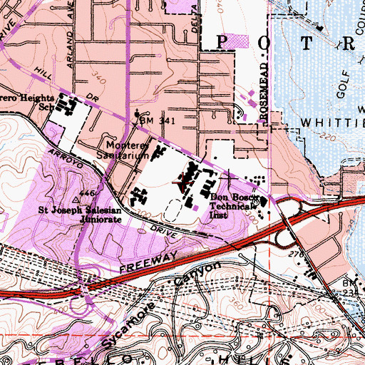Topographic Map of Don Bosco Technical Institute, CA