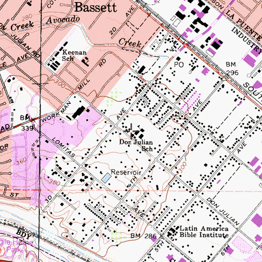 Topographic Map of Don Julian Elementary School, CA
