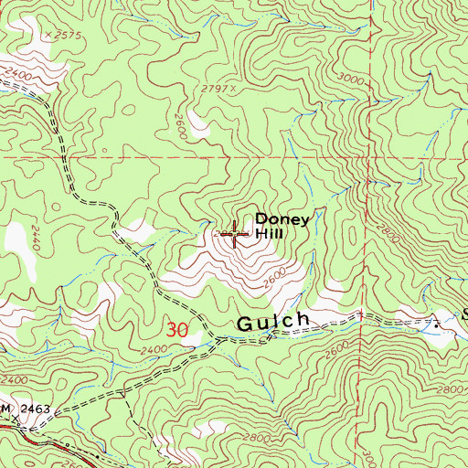 Topographic Map of Doney Hill, CA