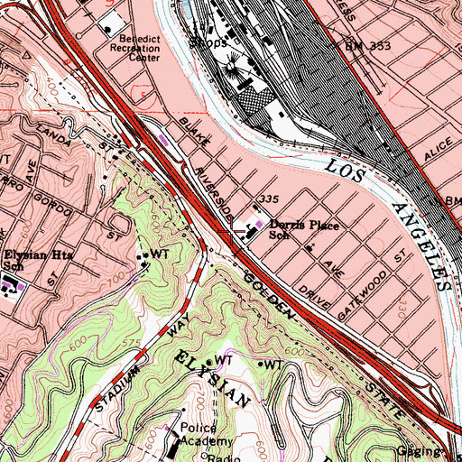 Topographic Map of Dorris Place Elementary School, CA