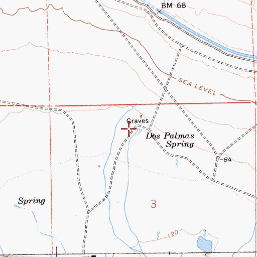 Topographic Map of Dos Palmas Spring, CA