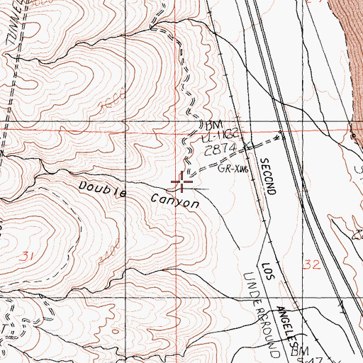 Topographic Map of Double Canyon, CA