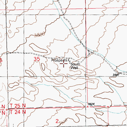 Topographic Map of South Well, AZ