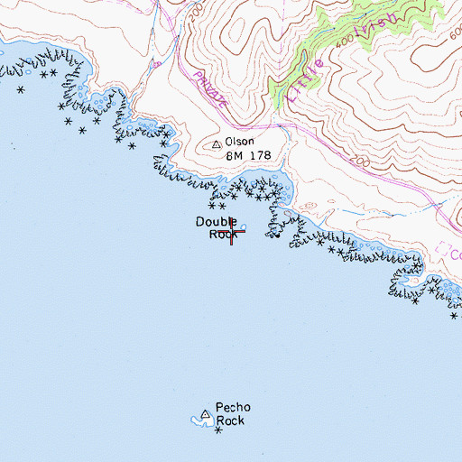 Topographic Map of Double Rock, CA