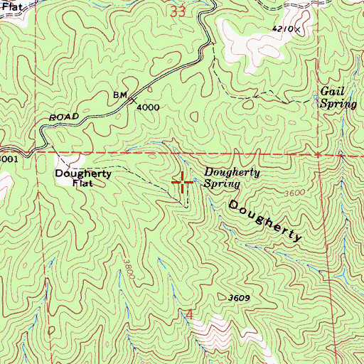 Topographic Map of Dougherty Spring, CA