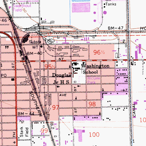 Topographic Map of Douglas Junior High School, CA