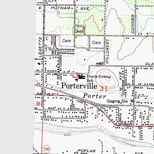 Topographic Map of John J Doyle Elementary School, CA