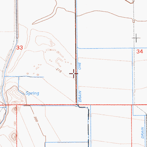 Topographic Map of Trifolium Drain One, CA