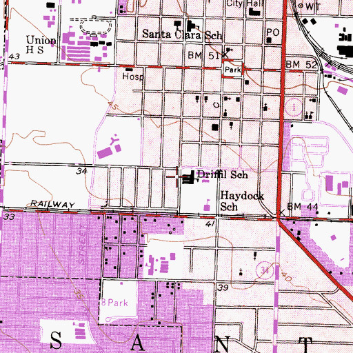 Topographic Map of Driffil Elementary School, CA