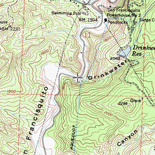 Topographic Map of Drinkwater Canyon, CA
