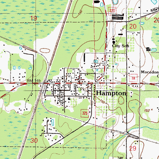 Topographic Map of Hampton Post Office, FL