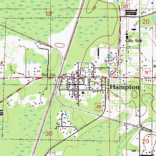 Topographic Map of Hampton Volunteer Fire Department Station 7, FL